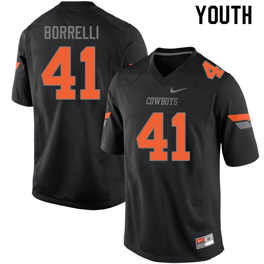Youth #41 Constantino Borrelli Oklahoma State Cowboys College Football Jerseys Sale-Black - Click Image to Close